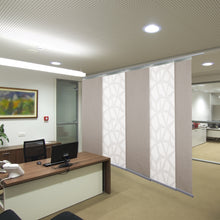 Load image into Gallery viewer, 5-Panel Single Rail Panel Track Blind Extendable 58"-110"W x 91.4"H, Panel width 23.5", Shattered, Cornsilk