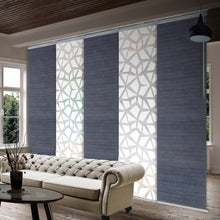 Load image into Gallery viewer, 5-Panel Single Rail Panel Track Blind Extendable 58"-110"W x 91.4"H, Panel width 23.5", Shattered, Spruce