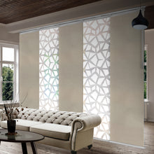 Load image into Gallery viewer, 5-Panel Single Rail Panel Track Blind Extendable 58"-110"W x 91.4"H, Panel width 23.5", Shattered, Cornsilk