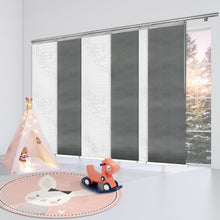 Load image into Gallery viewer, 6-Panel Single Rail Panel Track Blind Extendable 70"-130"W x 91.4"H, Panel width 23.5", Lotus, Dove