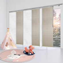 Load image into Gallery viewer, 6-Panel Single Rail Panel Track Blind Extendable 70"-130"W x 91.4"H, Panel width 23.5", Lotus, Iris
