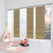 Load image into Gallery viewer, 6-Panel Single Rail Panel Track Blind Extendable 70"-130"W x 91.4"H, Panel width 23.5", Winter, Canary