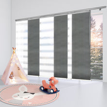 Load image into Gallery viewer, 6-Panel Single Rail Panel Track Blind Extendable 70"-130"W x 91.4"H, Panel width 23.5", Macadamia, Dove