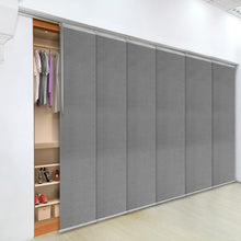 Load image into Gallery viewer, Woven Gray 6-Panel Single Rail Panel Track 70"-130"W x 91.4"H, Panel width 23.5" - 70% LIGHT-FILTERING