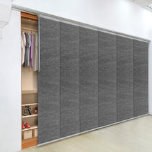 Load image into Gallery viewer, Charcoal Camo 6-Panel Single Rail Panel Track 70"-130"W x 91.4"H, Panel width 23.5" - 75% LIGHT-FILTERING