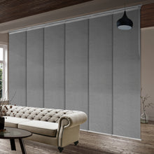 Load image into Gallery viewer, Woven Gray 6-Panel Single Rail Panel Track 70"-130"W x 91.4"H, Panel width 23.5" - 70% LIGHT-FILTERING
