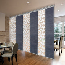 Load image into Gallery viewer, 6-Panel Single Rail Panel Track Blind Extendable 70"-130"W x 91.4"H, Panel width 23.5", Shattered, Spruce
