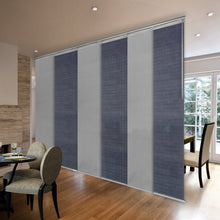 Load image into Gallery viewer, 6-Panel Single Rail Panel Track Blind Extendable 70"-130"W x 91.4"H, Panel width 23.5", Spruce, Embroidered Cadet