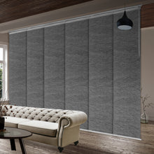 Load image into Gallery viewer, Charcoal Camo 6-Panel Single Rail Panel Track 70"-130"W x 91.4"H, Panel width 23.5" - 75% LIGHT-FILTERING