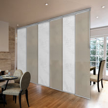 Load image into Gallery viewer, 6-Panel Single Rail Panel Track Blind Extendable 70"-130"W x 91.4"H, Panel width 23.5", Lotus, Cornsilk