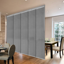 Load image into Gallery viewer, Woven Gray 5-Panel Single Rail Panel Track 58"-110"W x 91.4"H, Panel width 23.5" - 70% LIGHT-FILTERING