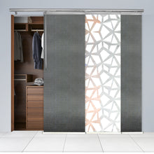 Load image into Gallery viewer, 3-Panel Single Rail Panel Track Blind Extendable 36"-66"W x 91.4"H, Panel width 23.5", Shattered, Dove