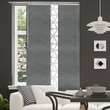 Load image into Gallery viewer, 3-Panel Single Rail Panel Track Blind Extendable 36"-66"W x 91.4"H, Panel width 23.5", Shattered, Dove