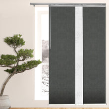 Load image into Gallery viewer, 3-Panel Single Rail Panel Track Blind Extendable 36"-66"W x 91.4"H, Panel width 23.5", Lotus, Smoke