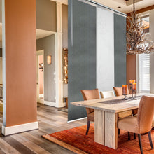 Load image into Gallery viewer, 3-Panel Single Rail Panel Track Blind Extendable 36"-66"W x 91.4"H, Panel width 23.5", Lotus, Dove