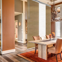 Load image into Gallery viewer, 3-Panel Single Rail Panel Track Blind Extendable 36"-66"W x 91.4"H, Panel width 23.5", Winter, Canary