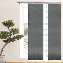 Load image into Gallery viewer, 3-Panel Single Rail Panel Track Blind Extendable 36"-66"W x 91.4"H, Panel width 23.5", Macadamia, Dove