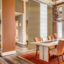 Load image into Gallery viewer, 3-Panel Single Rail Panel Track Blind Extendable 36"-66"W x 91.4"H, Panel width 23.5", Macadamia, Canary