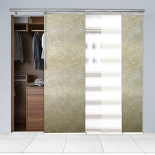 Load image into Gallery viewer, 3-Panel Single Rail Panel Track Blind Extendable 36"-66"W x 91.4"H, Panel width 23.5", Macadamia, Amaryllis