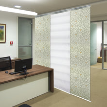 Load image into Gallery viewer, 3-Panel Single Rail Panel Track Blind Extendable 36"-66"W x 91.4"H, Panel width 23.5", Macadamia, Camellia