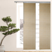 Load image into Gallery viewer, 3-Panel Single Rail Panel Track Blind Extendable 36"-66"W x 91.4"H, Panel width 23.5", Macadamia, Marisol