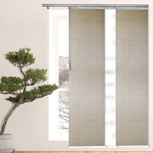 Load image into Gallery viewer, 3-Panel Single Rail Panel Track Blind Extendable 36"-66"W x 91.4"H, Panel width 23.5", Macadamia, Iris