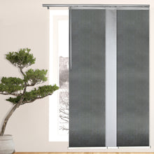 Load image into Gallery viewer, 3-Panel Single Rail Panel Track Blind Extendable 36"-66"W x 91.4"H, Panel width 23.5", Embroidered Cadet, Dove