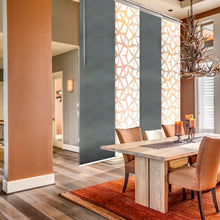 Load image into Gallery viewer, 4-Panel Single Rail Panel Track Blind Extendable 48"-88"W x 91.4"H, Panel width 23.5", Shattered, Dove