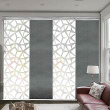 Load image into Gallery viewer, 4-Panel Single Rail Panel Track Blind Extendable 48"-88"W x 91.4"H, Panel width 23.5", Shattered, Dove