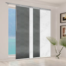 Load image into Gallery viewer, 4-Panel Single Rail Panel Track Blind Extendable 48"-88"W x 91.4"H, Panel width 23.5", Lotus, Dove