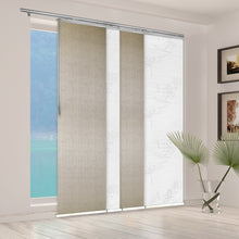 Load image into Gallery viewer, 4-Panel Single Rail Panel Track Blind Extendable 48"-88"W x 91.4"H, Panel width 23.5", Lotus, Iris