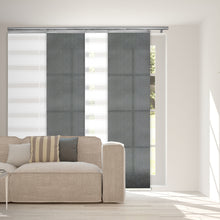 Load image into Gallery viewer, 4-Panel Single Rail Panel Track Blind Extendable 48"-88"W x 91.4"H, Panel width 23.5", Macadamia, Dove