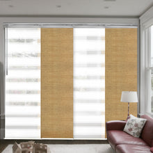 Load image into Gallery viewer, 4-Panel Single Rail Panel Track Blind Extendable 48"-88"W x 91.4"H, Panel width 23.5", Macadamia, Canary