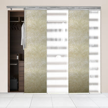 Load image into Gallery viewer, 4-Panel Single Rail Panel Track Blind Extendable 48"-88"W x 91.4"H, Panel width 23.5", Macadamia, Amaryllis