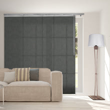 Load image into Gallery viewer, Smoke 4-Panel Single Rail Panel Track 48"-88"W x 91.4"H, Panel width 23.5" - 70% LIGHT-FILTERING