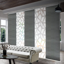 Load image into Gallery viewer, 5-Panel Single Rail Panel Track Blind Extendable 58"-110"W x 91.4"H, Panel width 23.5", Shattered, Dove