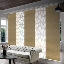 Load image into Gallery viewer, 5-Panel Single Rail Panel Track Blind Extendable 58"-110"W x 91.4"H, Panel width 23.5", Shattered, Canary