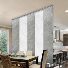 Load image into Gallery viewer, 5-Panel Single Rail Panel Track Blind Extendable 58"-110"W x 91.4"H, Panel width 23.5", Lotus, Carolyn
