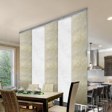 Load image into Gallery viewer, 5-Panel Single Rail Panel Track Blind Extendable 58"-110"W x 91.4"H, Panel width 23.5", Lotus, Amaryllis