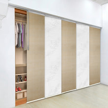 Load image into Gallery viewer, 5-Panel Single Rail Panel Track Blind Extendable 58"-110"W x 91.4"H, Panel width 23.5", Lotus, Marisol