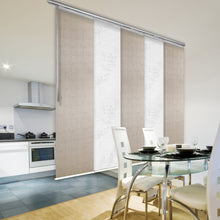 Load image into Gallery viewer, 5-Panel Single Rail Panel Track Blind Extendable 58"-110"W x 91.4"H, Panel width 23.5", Lotus, Iris