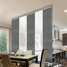 Load image into Gallery viewer, 5-Panel Single Rail Panel Track Blind Extendable 58"-110"W x 91.4"H, Panel width 23.5", Winter, Dove