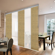 Load image into Gallery viewer, 5-Panel Single Rail Panel Track Blind Extendable 58"-110"W x 91.4"H, Panel width 23.5", Winter, Canary
