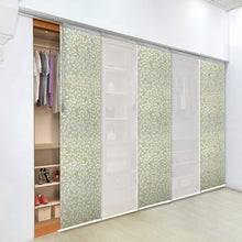 Load image into Gallery viewer, 5-Panel Single Rail Panel Track Blind Extendable 58"-110"W x 91.4"H, Panel width 23.5", Winter, Camellia