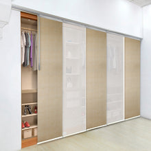 Load image into Gallery viewer, 5-Panel Single Rail Panel Track Blind Extendable 58"-110"W x 91.4"H, Panel width 23.5", Winter, Marisol