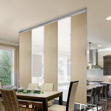 Load image into Gallery viewer, 5-Panel Single Rail Panel Track Blind Extendable 58"-110"W x 91.4"H, Panel width 23.5", Winter, Marisol