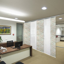 Load image into Gallery viewer, 5-Panel Single Rail Panel Track Blind Extendable 58"-110"W x 91.4"H, Panel width 23.5", Lotus, Abelia