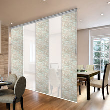 Load image into Gallery viewer, 5-Panel Single Rail Panel Track Blind Extendable 58"-110"W x 91.4"H, Panel width 23.5", Winter, Abelia