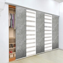 Load image into Gallery viewer, 5-Panel Single Rail Panel Track Blind Extendable 58"-110"W x 91.4"H, Panel width 23.5", Macadamia, Carolyn