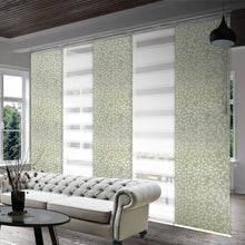 Load image into Gallery viewer, 5-Panel Single Rail Panel Track Blind Extendable 58"-110"W x 91.4"H, Panel width 23.5", Macadamia, Camellia